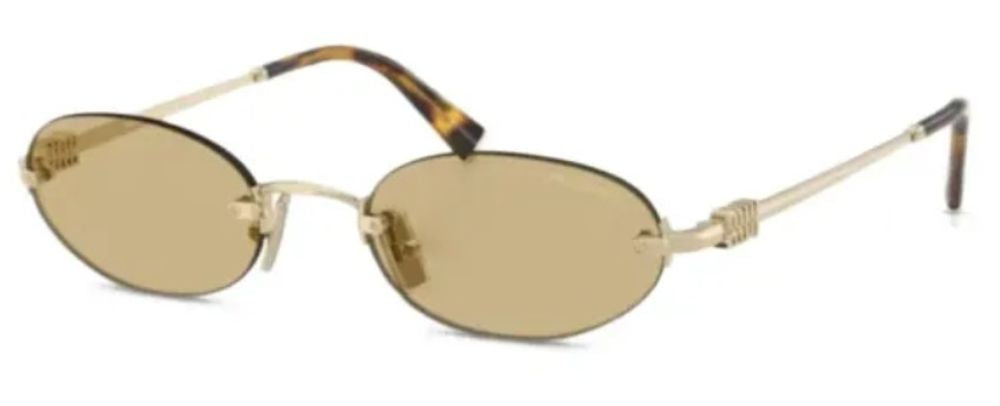 Miu Miu Eyewear 0MUA54S Oval Metal Frame Sunglasses — Gold by Miu Miu Eyewear