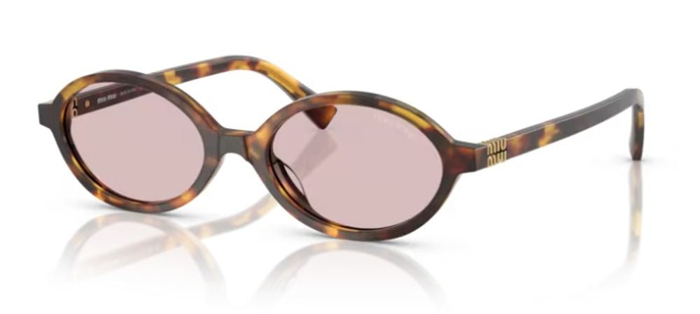 Miu Miu Eyewear MU04ZS14L4I0 Tortoiseshell Oval Sunglasses — Brown by Miu Miu Eyewear