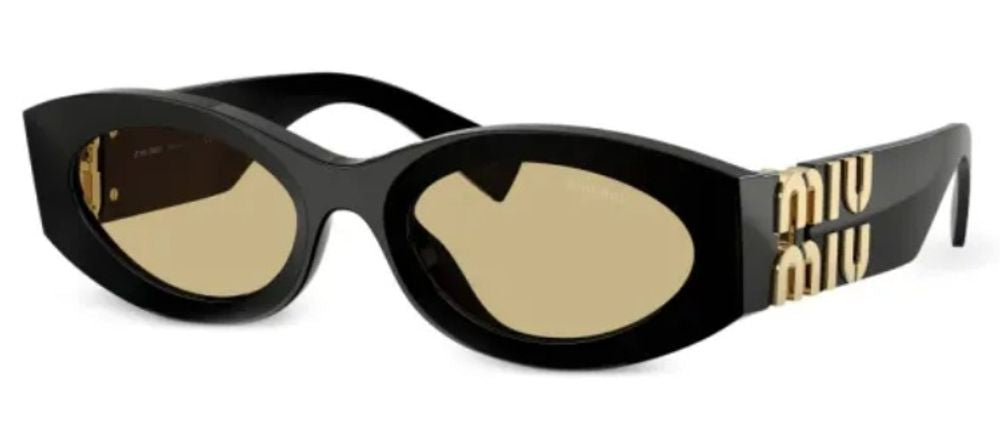 Miu Miu Eyewear MU11WS Oval Acetate Sunglasses — Black by Miu Miu Eyewear