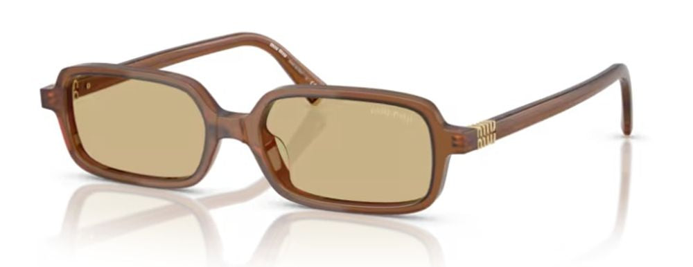 Miu Miu Eyewear MU11ZS Rectangle-Frame Sunglasses — Brown, view 2