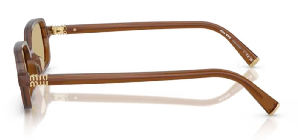 Miu Miu Eyewear MU11ZS Rectangle-Frame Sunglasses — Brown, view 3