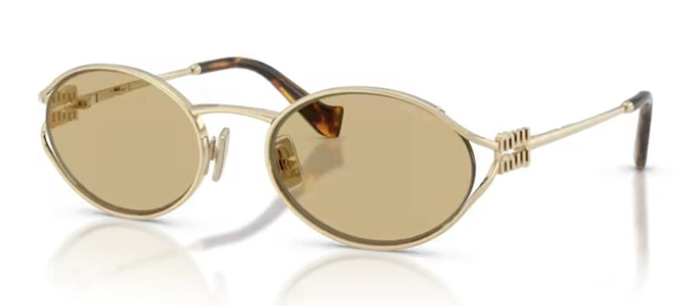 Miu Miu Eyewear MU52YS Oval Frame Sunglasses — Beige by Miu Miu Eyewear