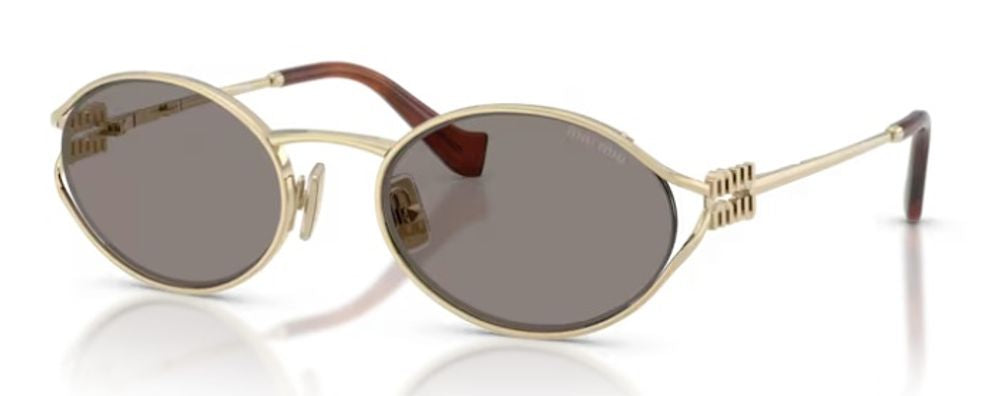 Miu Miu Eyewear MU52YS Oval Metal Sunglasses — Gold, view 2