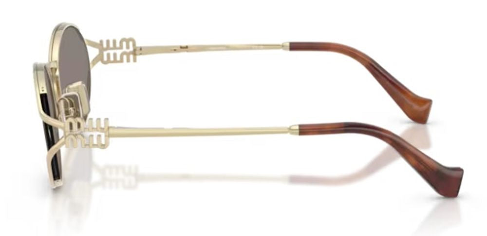 Miu Miu Eyewear MU52YS Oval Metal Sunglasses — Gold, view 3