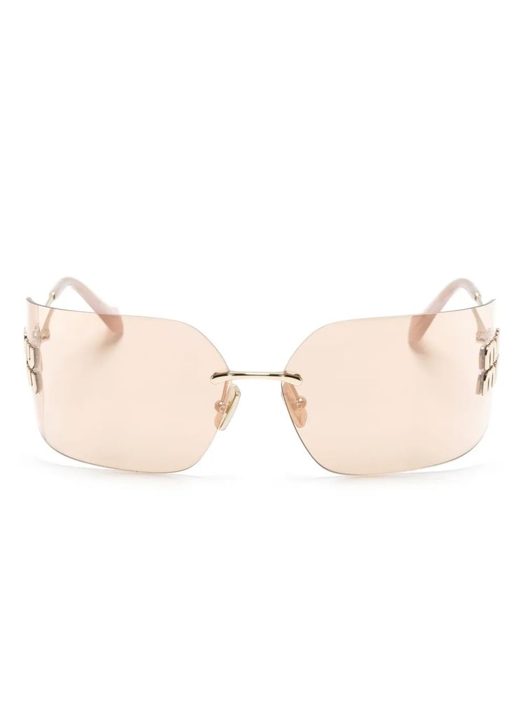 Miu Miu Eyewear MU54YS Rimless Square Sunglasses — Rose gold by Miu Miu Eyewear