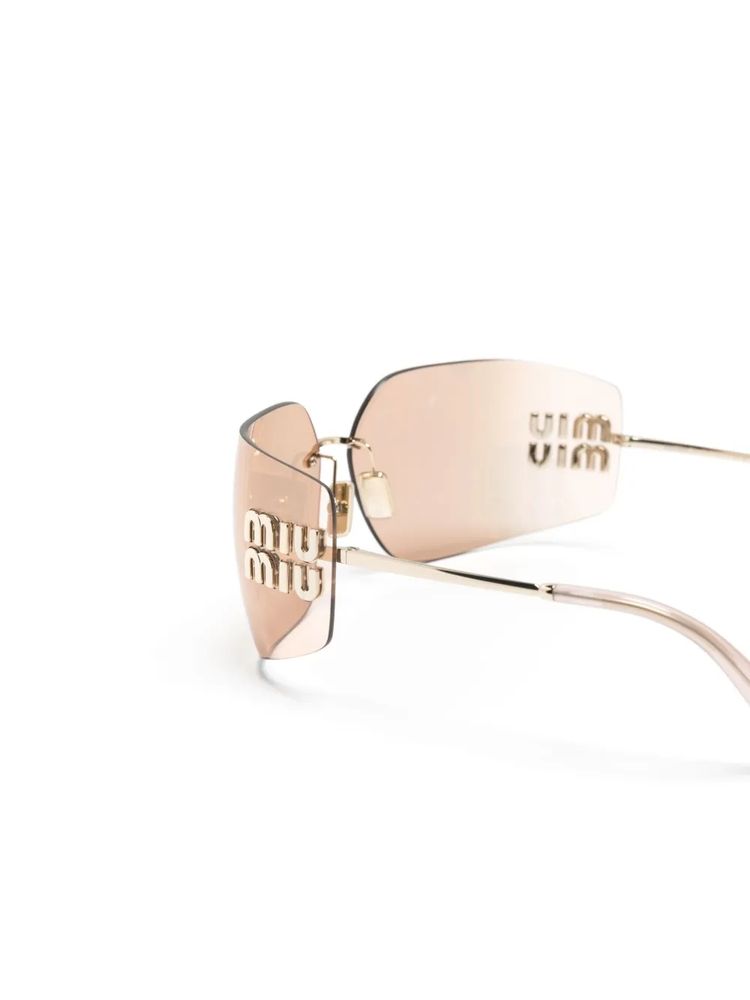 Miu Miu Eyewear MU54YS Rimless Square Sunglasses — Rose gold, view 3