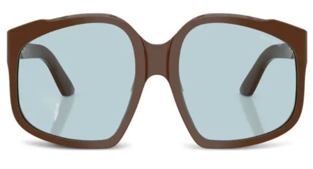 Miu Miu Eyewear MUA07S Oversized Square Frame Sunglasses — Brown by Miu Miu Eyewear