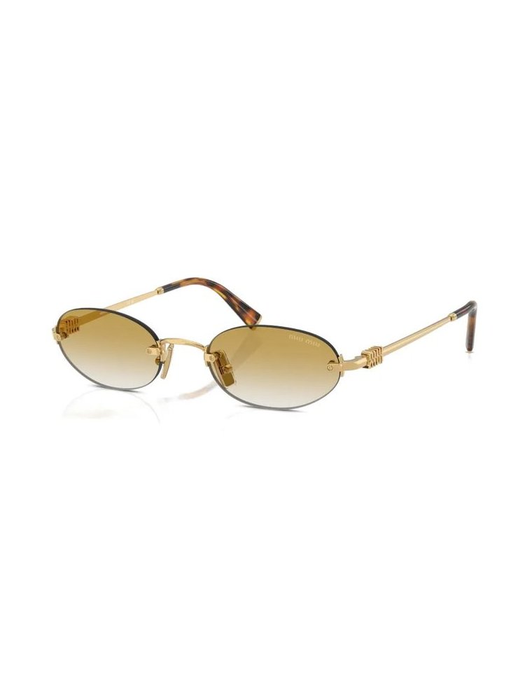 Miu Miu Eyewear MUA54S Oval Metal Frame Sunglasses — Gold by Miu Miu Eyewear