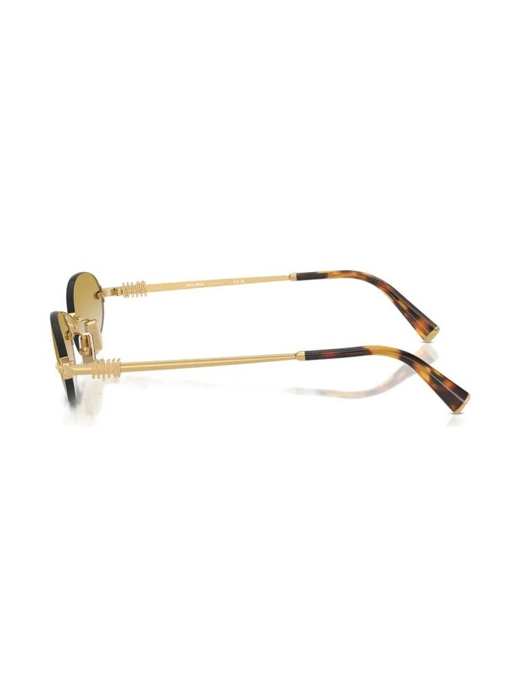 Miu Miu Eyewear MUA54S Oval Metal Frame Sunglasses — Gold, view 2