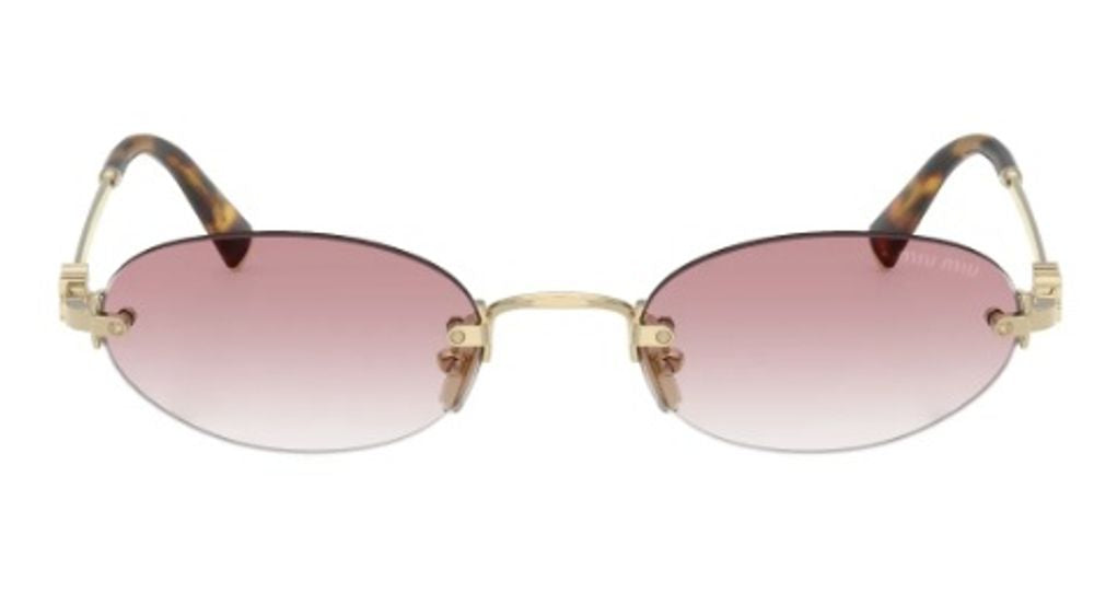 Miu Miu Eyewear MUA54ZS Oval Metal-Frame Sunglasses — Pink by Miu Miu Eyewear