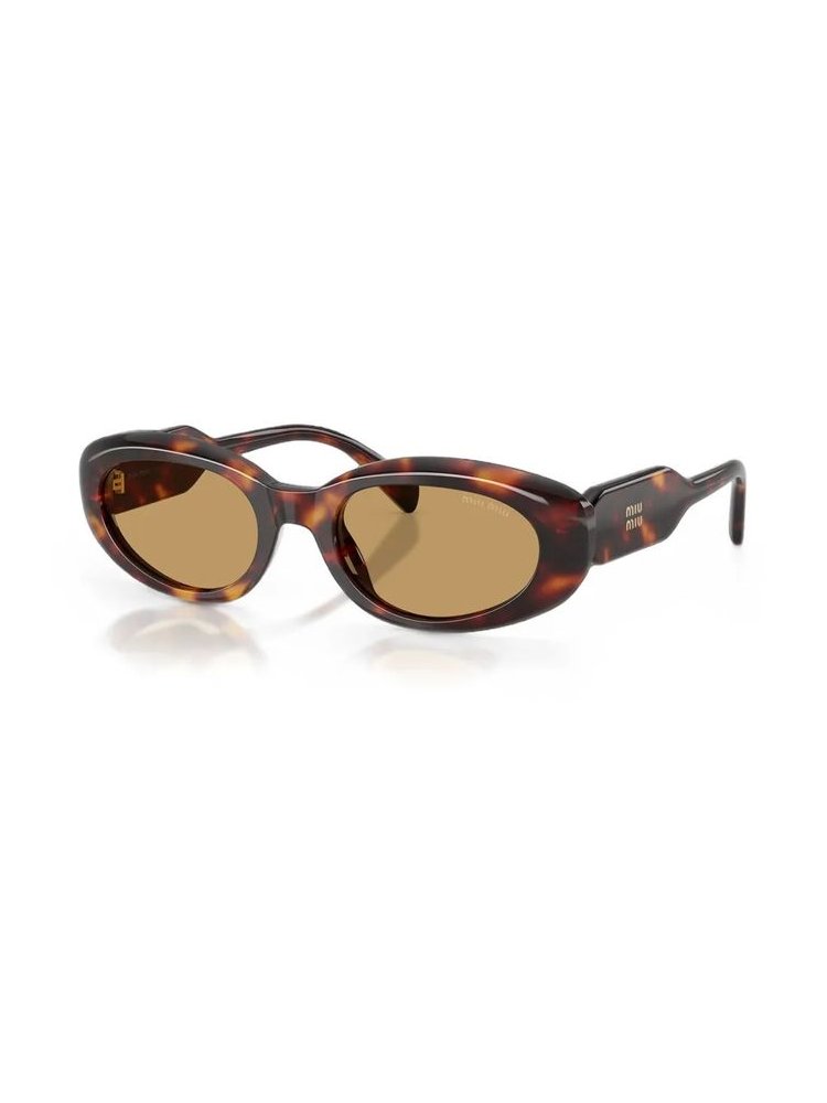 Miu Miu Eyewear MUC01S Tortoiseshell Oval Sunglasses, view 2