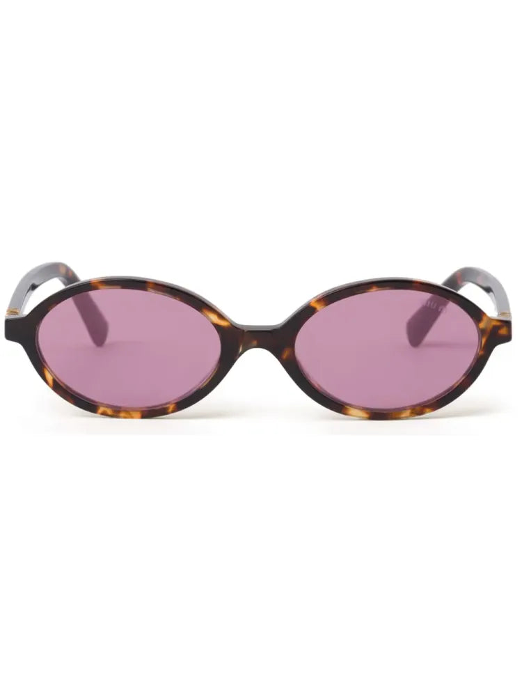 Miu Miu Eyewear SMU04ZC050EVAU Oval Frame Sunglasses — Pink by Miu Miu Eyewear