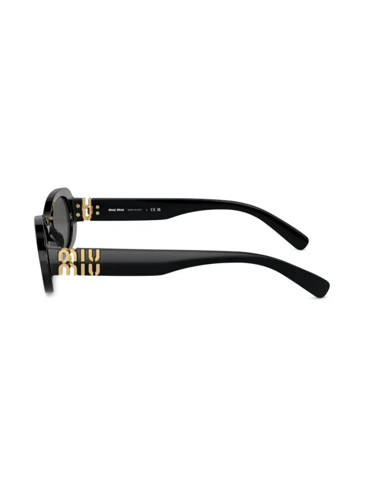 Miu Miu Eyewear SMU06Z1AB5S0 Oval Frame Sunglasses — Black, view 3