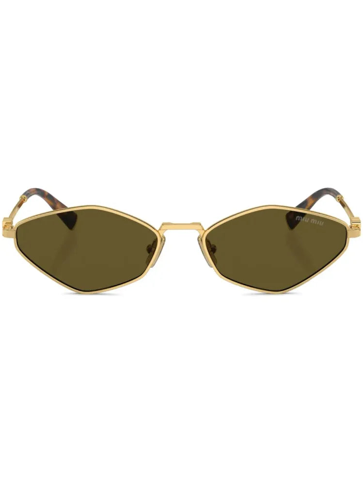 Miu Miu Eyewear SMU56Z5AK09Z Oval Metal Sunglasses — Gold by Miu Miu Eyewear