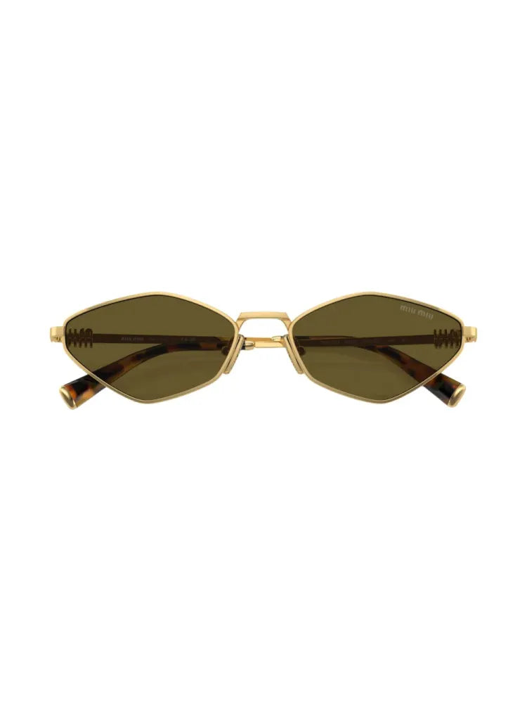 Miu Miu Eyewear SMU56Z5AK09Z Oval Metal Sunglasses — Gold, view 2