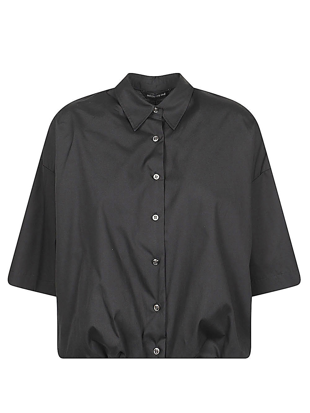 MIZUIRO Balloon-Sleeve Cotton Shirt — Black by MIZUIRO