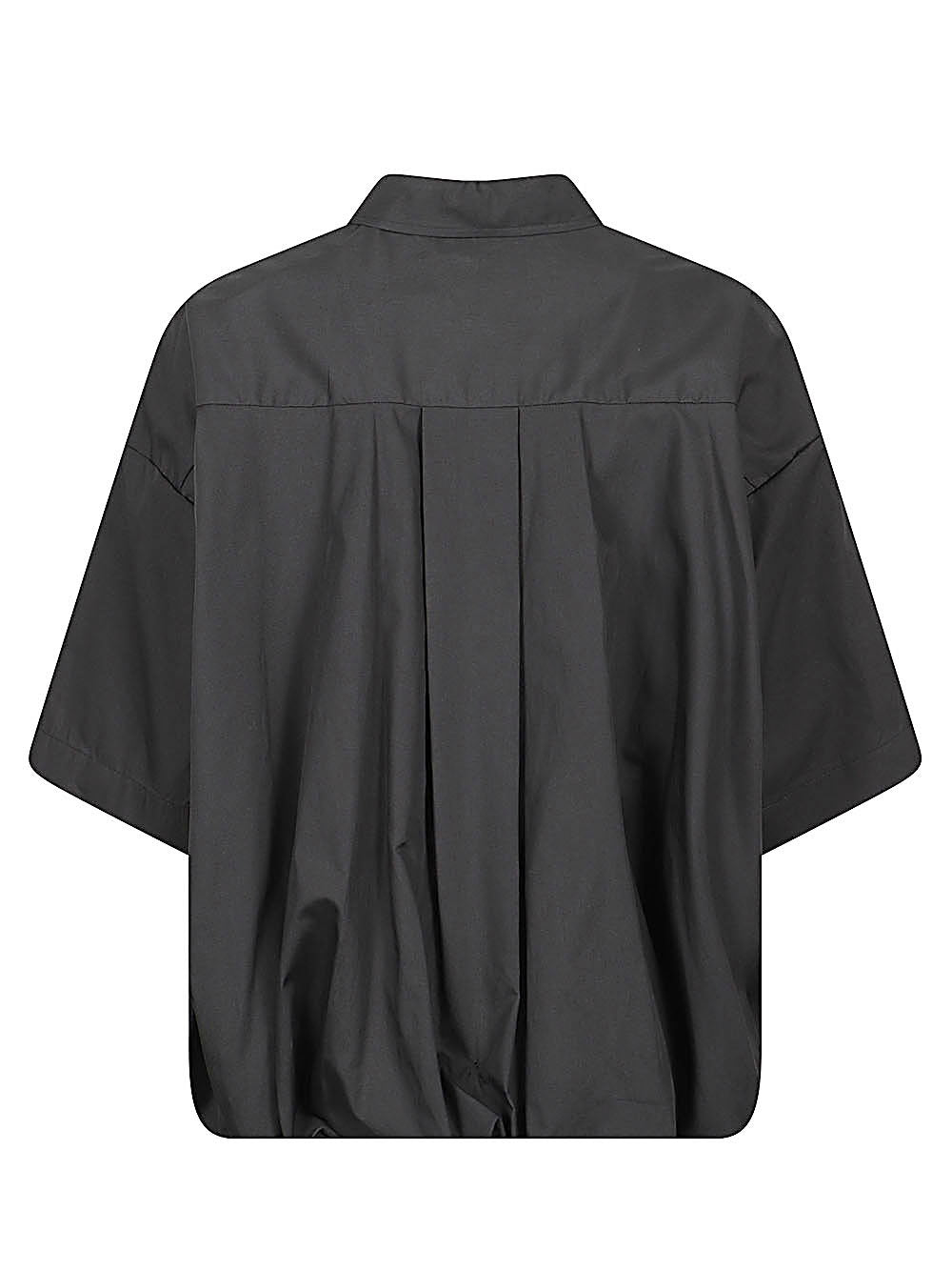 MIZUIRO Balloon-Sleeve Cotton Shirt — Black, view 2