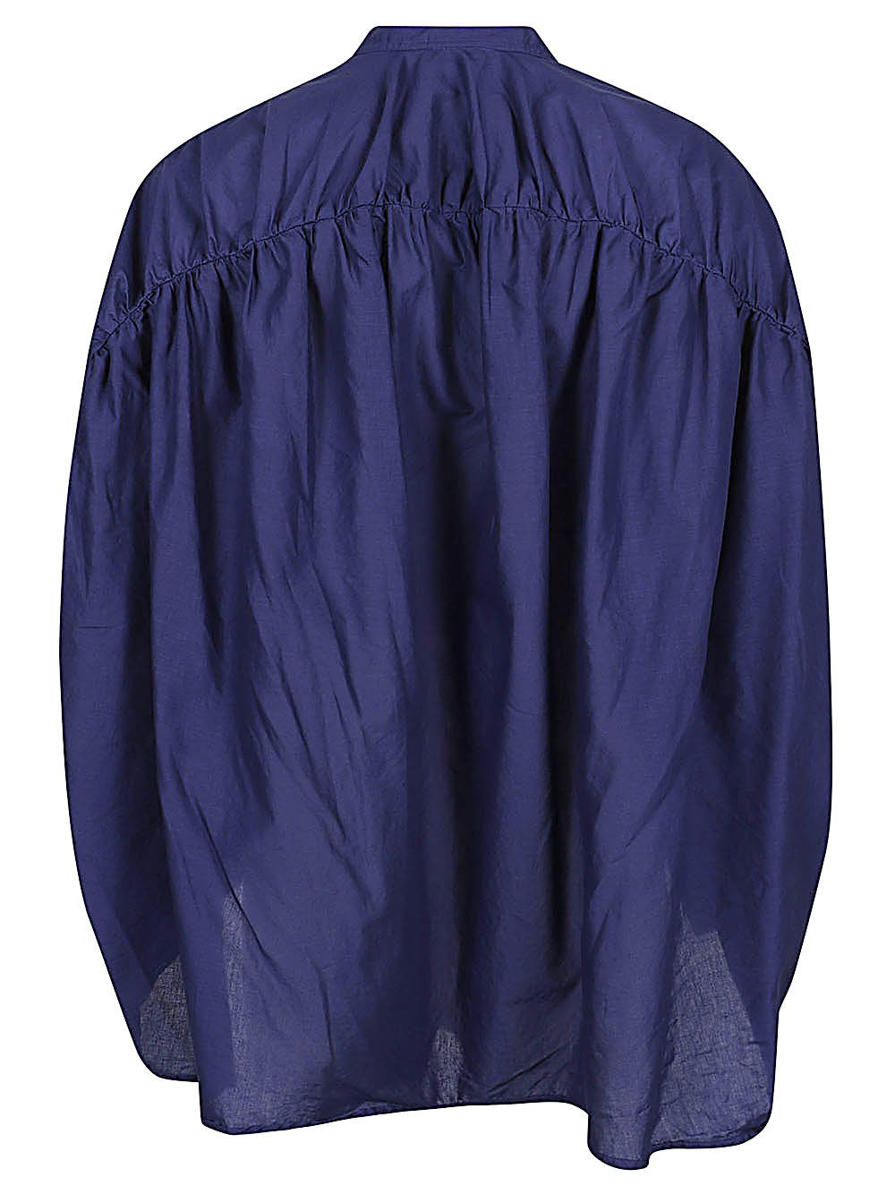 MIZUIRO Stand-Collar Cotton Shirt — Navy, view 2