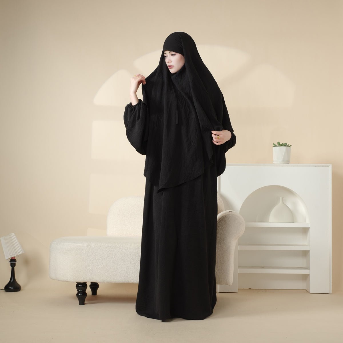 Elegant 2-Piece Crepe Abaya & Khimar Set (MK008), view 8