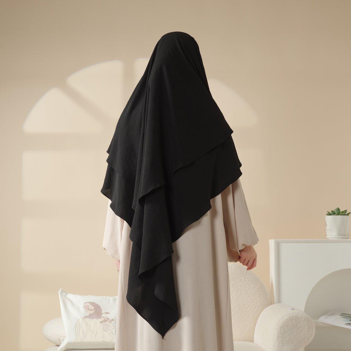 New Two-Layer Crepe Khimar (MK010), view 5