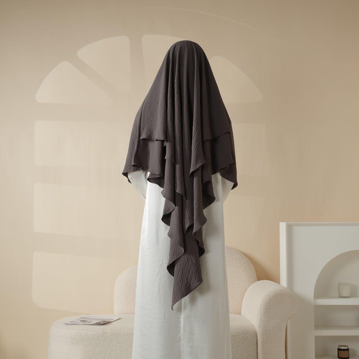 New Two-Layer Crepe Khimar (MK010), view 7