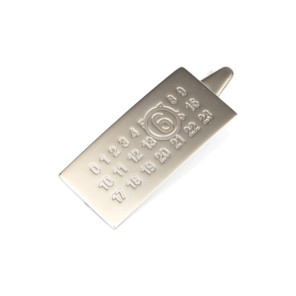 MM6 Maison Margiela Numbers Motif Iron Hair Clip — Silver by MM6 Maison Margiela