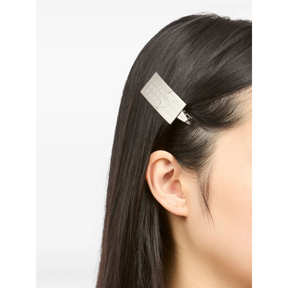 MM6 Maison Margiela Numbers Motif Iron Hair Clip — Silver, view 2