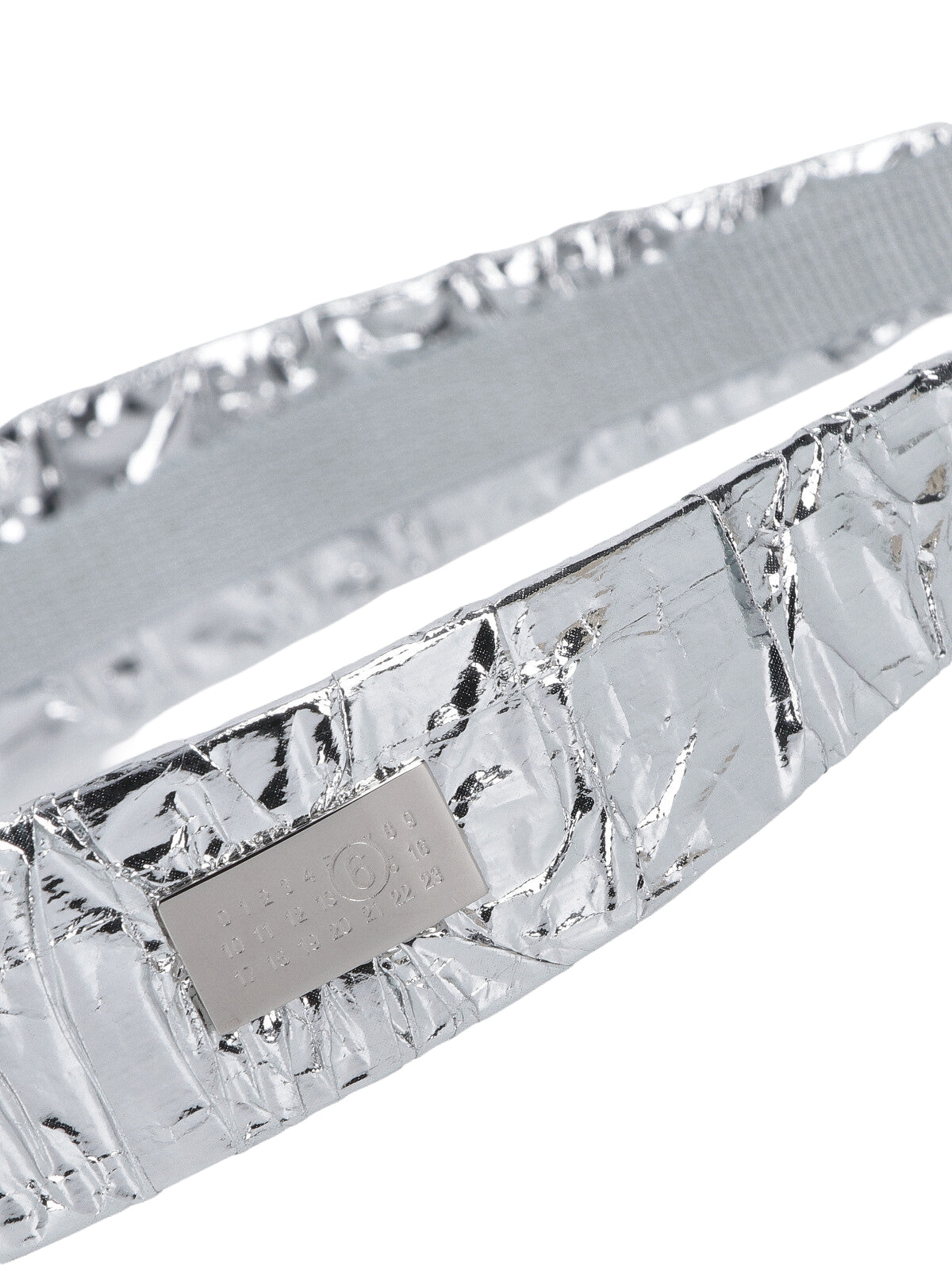 MM6 Maison Margiela Metallic Crinkled Foil Headband — Silver, view 2