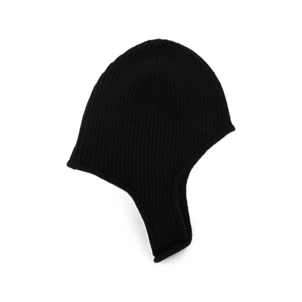 MM6 Maison Margiela M13293 Ribbed Knit Ear Flap Winter Hat — Black, view 2
