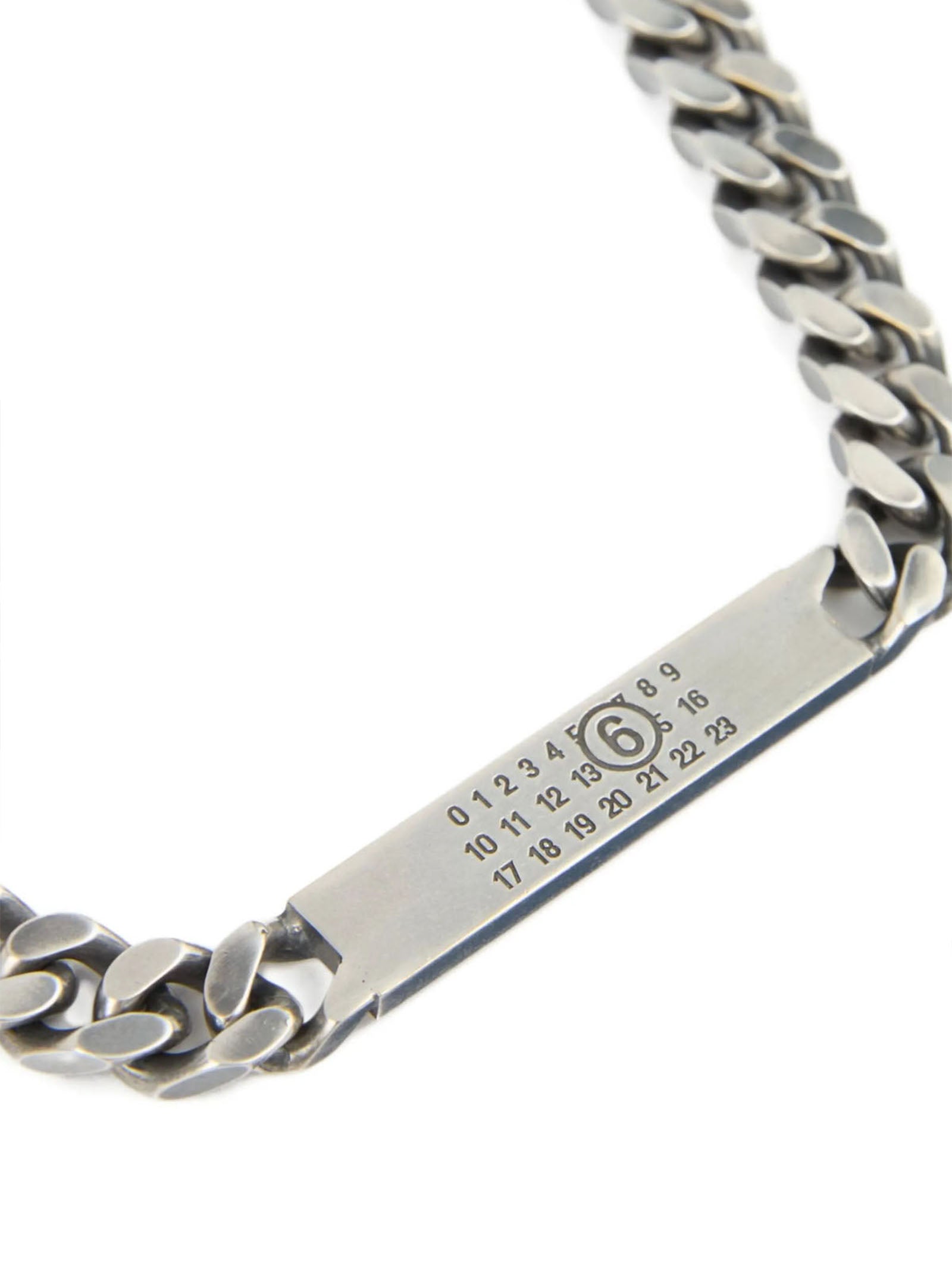 MM6 Maison Margiela Chain with Numeric Tag Necklace — Silver, view 3