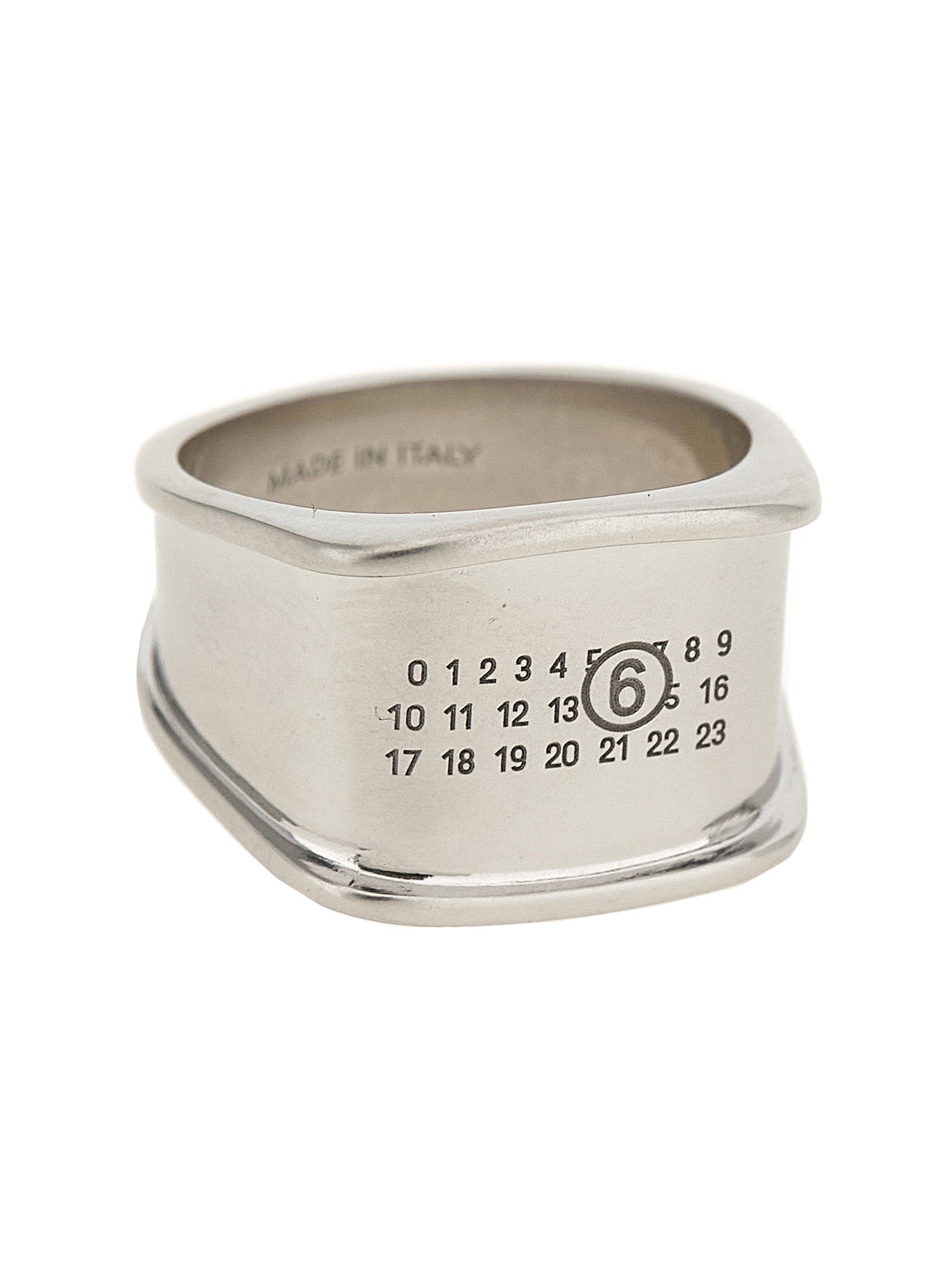 Mm6 Maison Margiela Numeric Logo Engraved Ring — Silver, view 3
