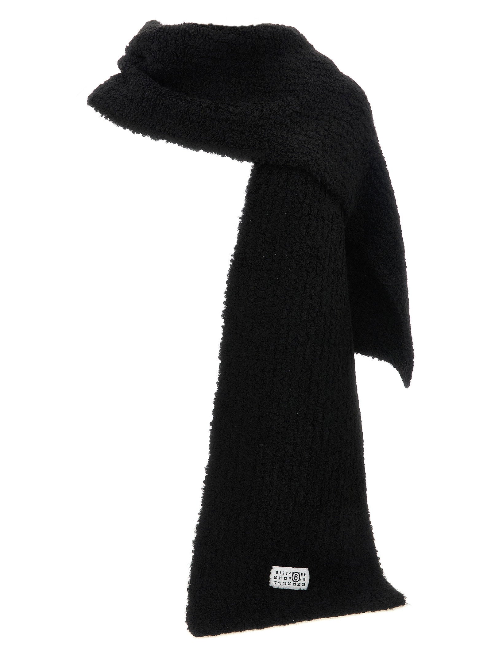 Mm6 Maison Margiela Numeric Signature Bouclé Scarf — Black by MM6 Maison Margiela