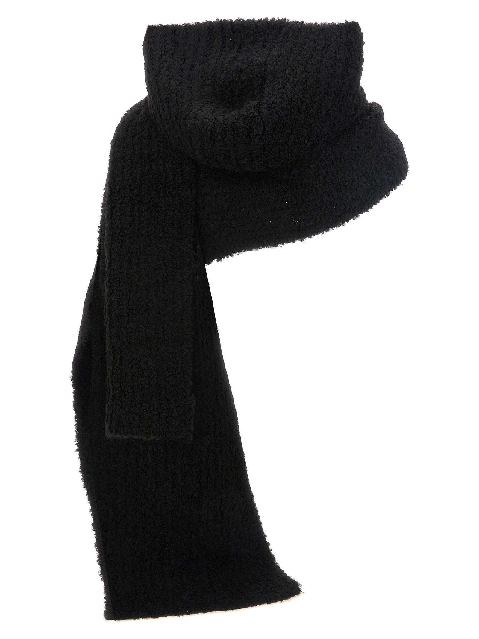 Mm6 Maison Margiela Numeric Signature Bouclé Scarf — Black, view 2