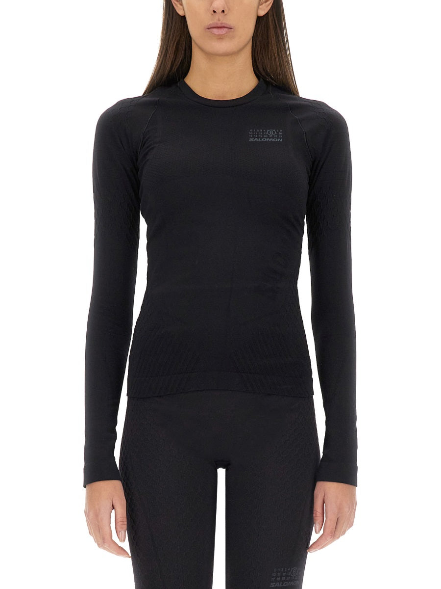 MM6 Maison Margiela Logo-Detail T-shirt — Black, view 3