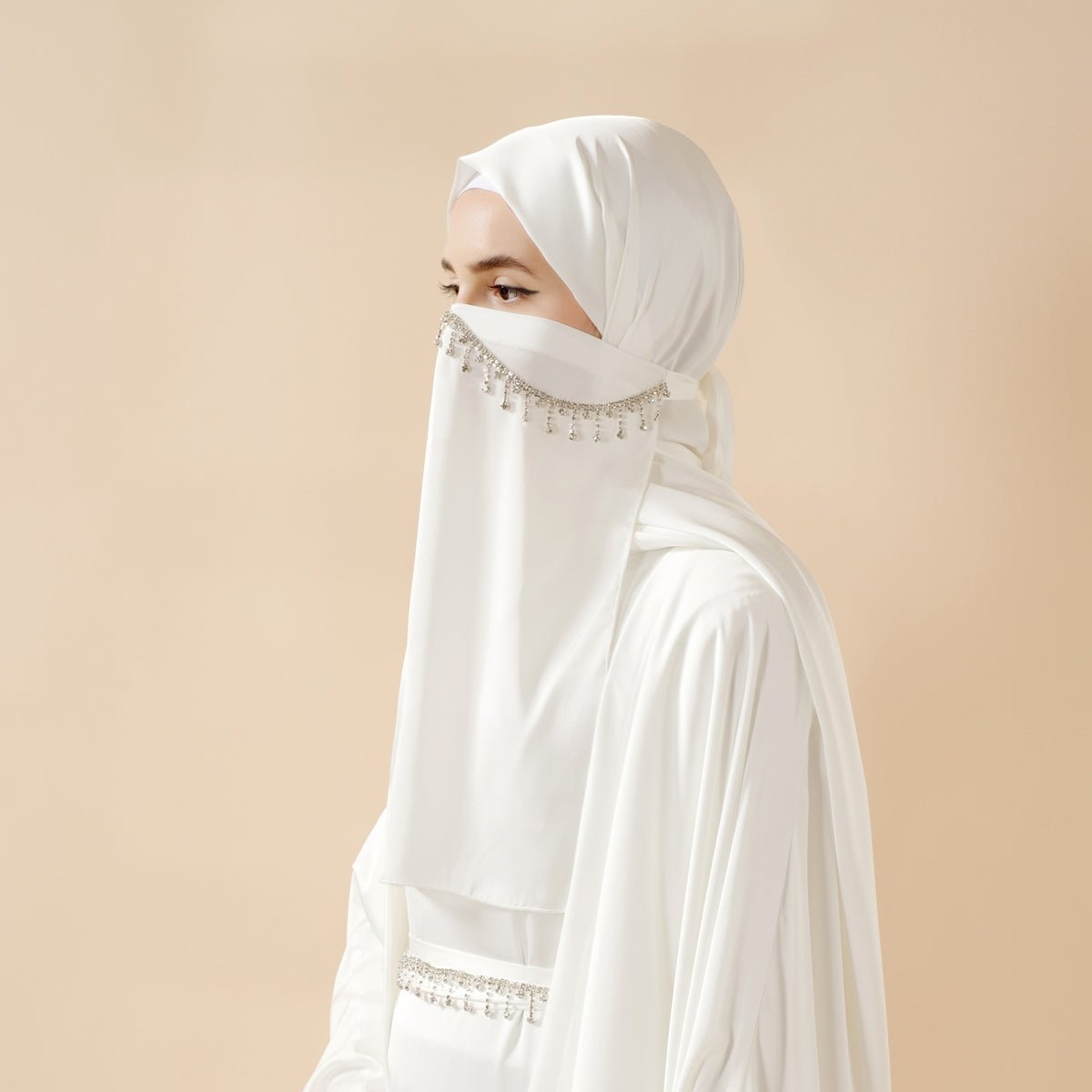 5-Piece Set Butterfly Abaya With Niqab, Loose Full Cover Satin Abaya (MOA019), view 2