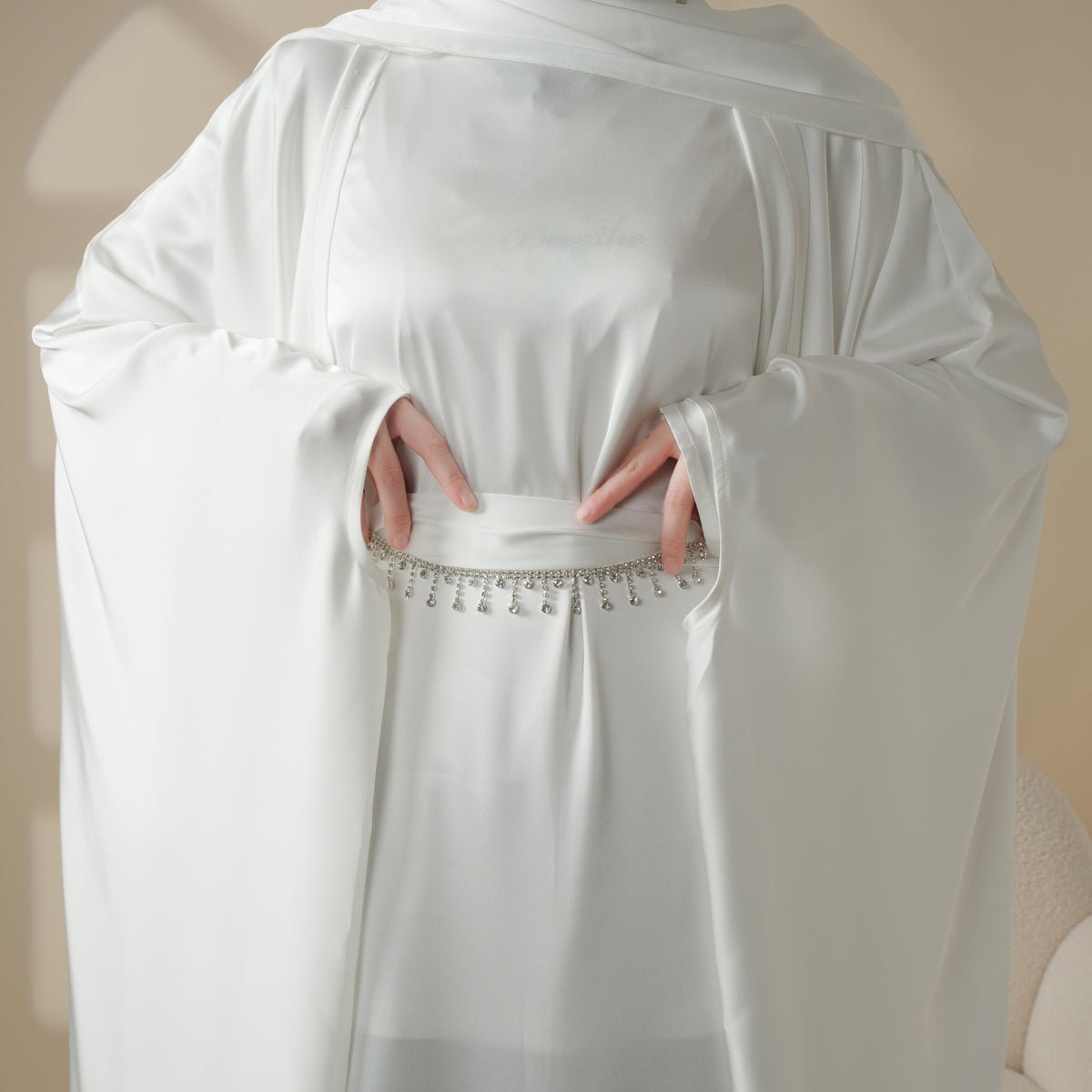 5-Piece Set Butterfly Abaya With Niqab, Loose Full Cover Satin Abaya (MOA019), view 5