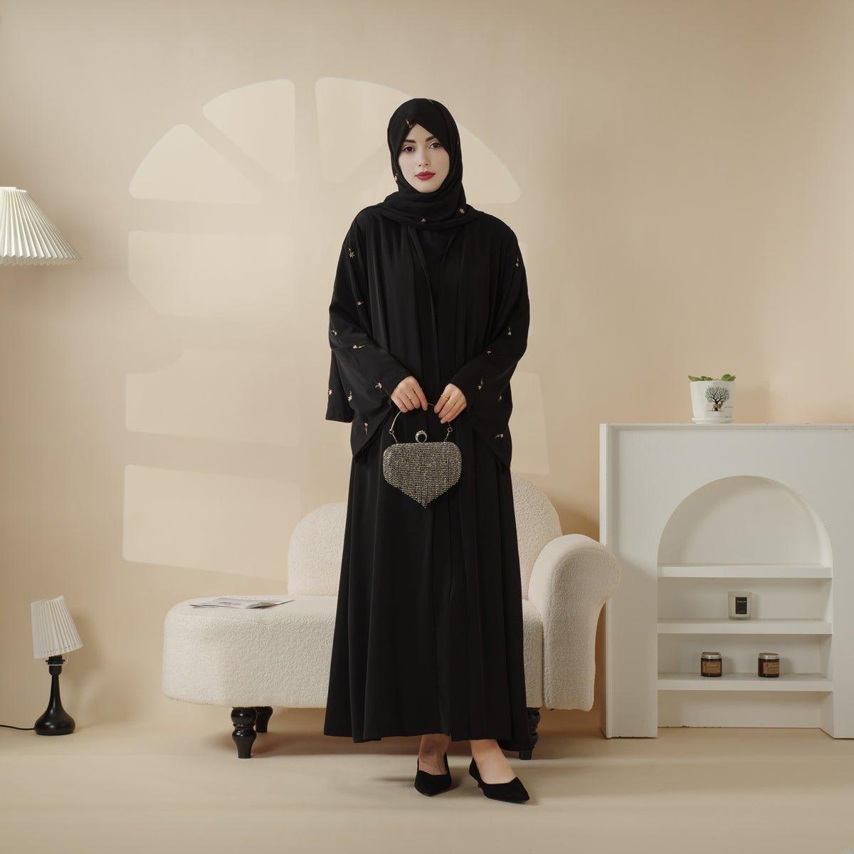 Tulip Embroidery Open Abaya 4-Piece Set (MOA051), view 3