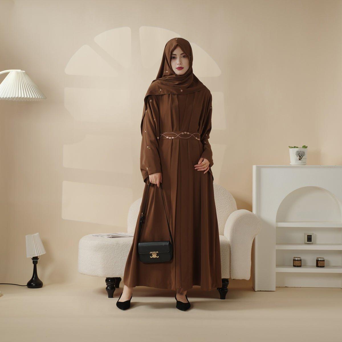 Tulip Embroidery Open Abaya 4-Piece Set (MOA051), view 4