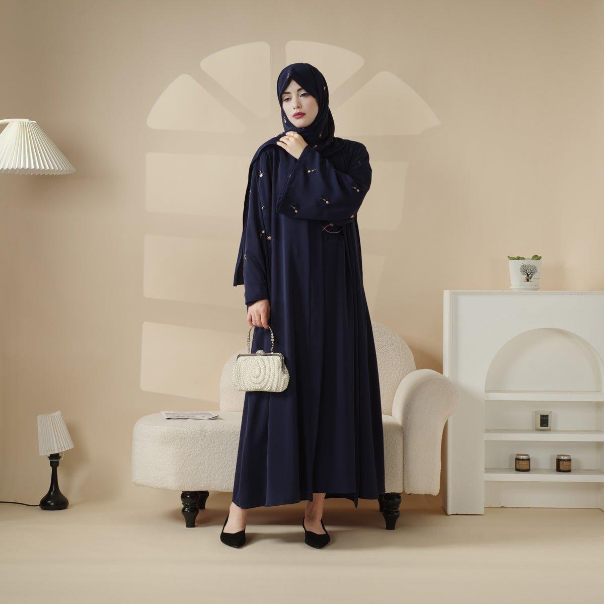 Tulip Embroidery Open Abaya 4-Piece Set (MOA051), view 5