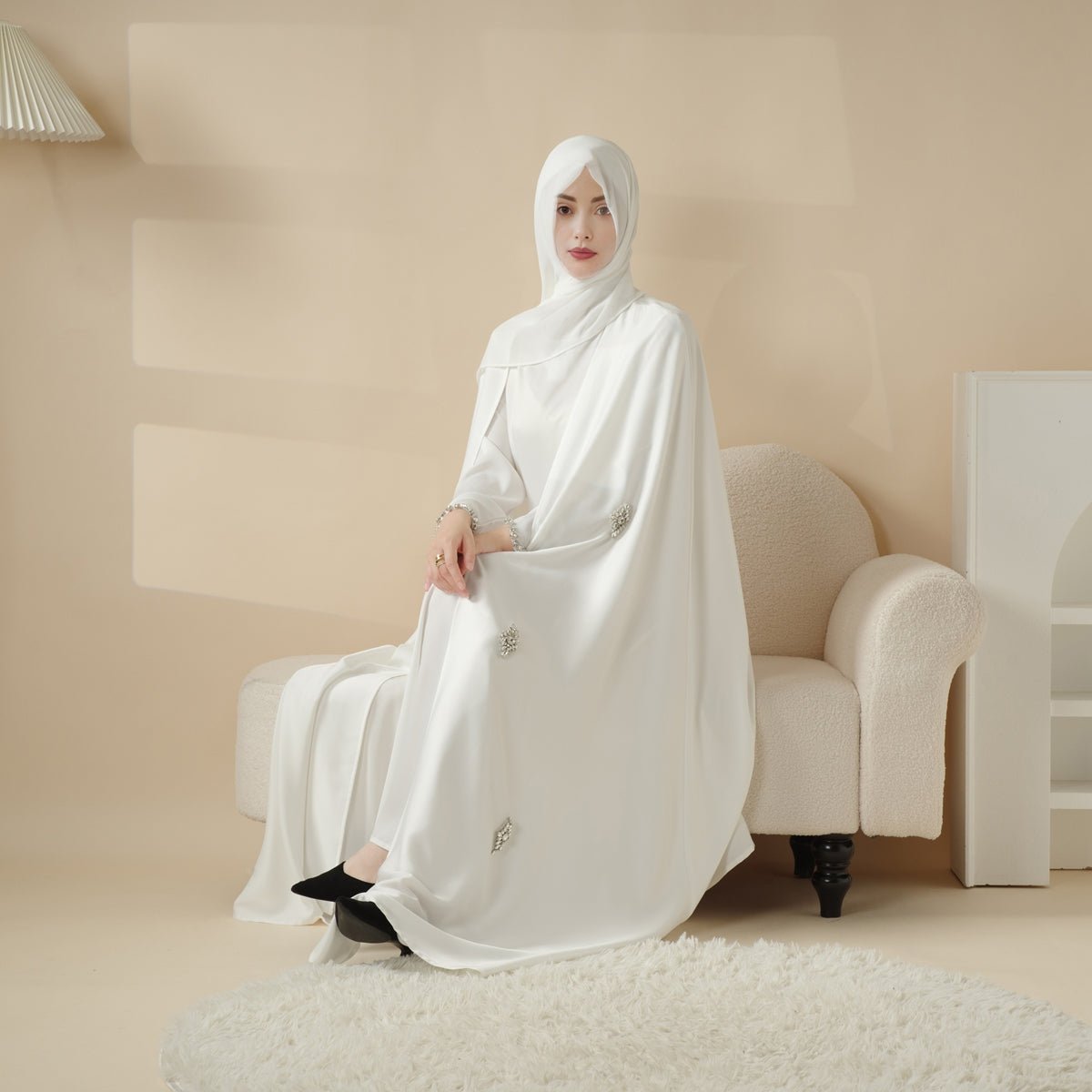 Cape Abaya, Haute Couture Heavy Rhinestone Abaya (MOA067), view 5