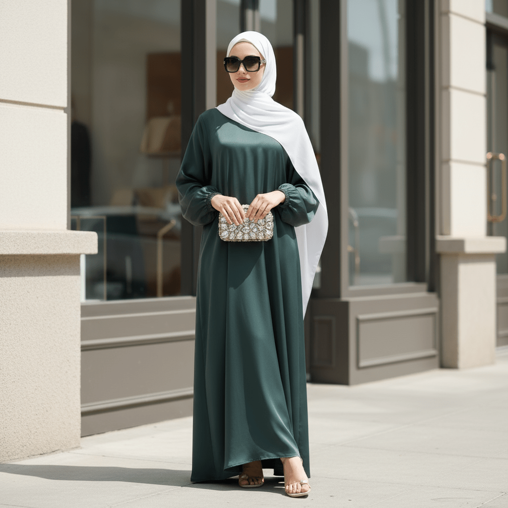 Modest Luxury Premium Satin Abaya, view 3