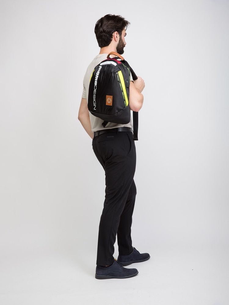 Momo Design Genuine Leather Sport-Inspired Backpack — Black by Momo Design