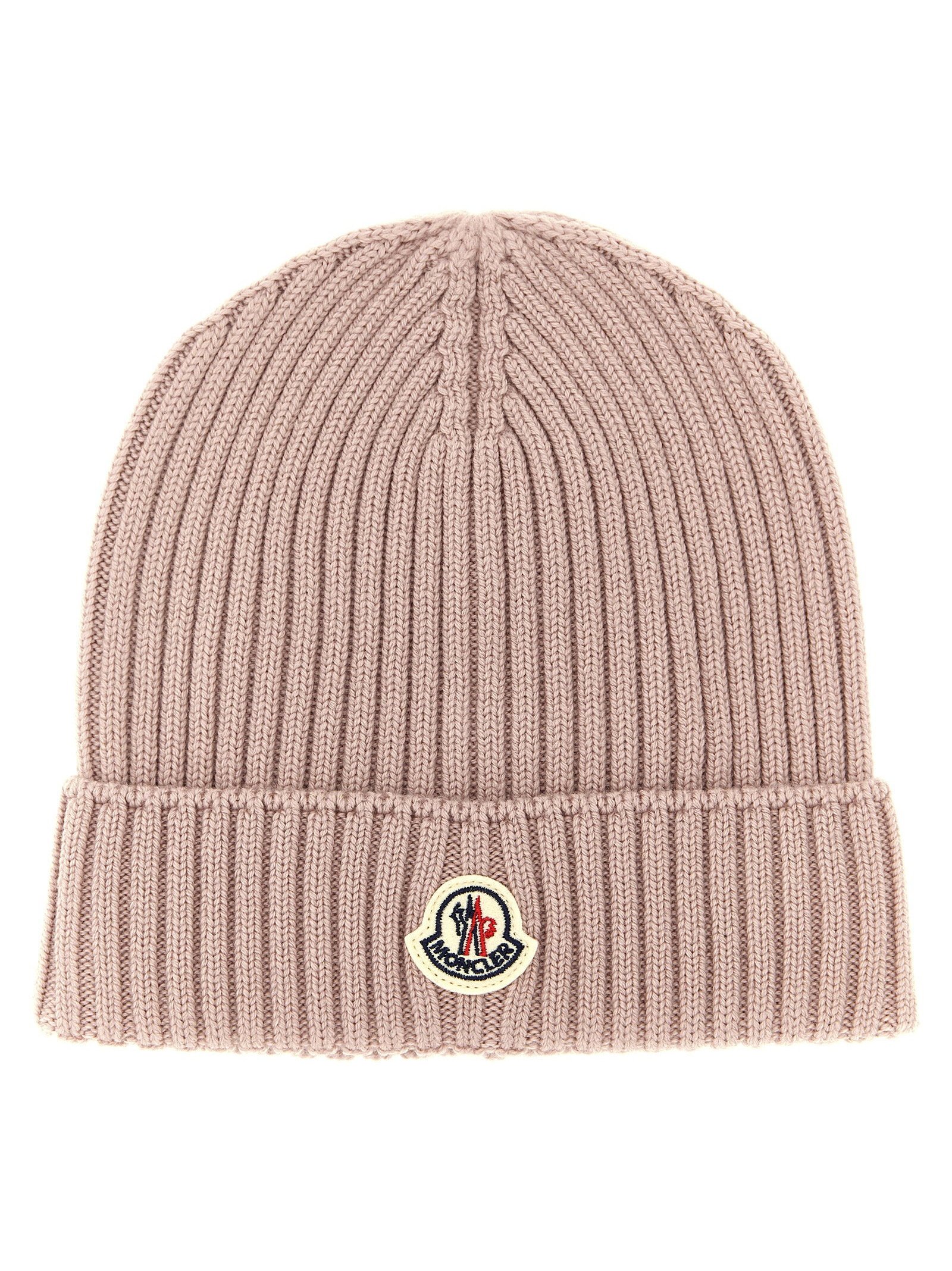 Moncler Enfant Merino Wool Ribbed Beanie — Antique Pink by Moncler Enfant