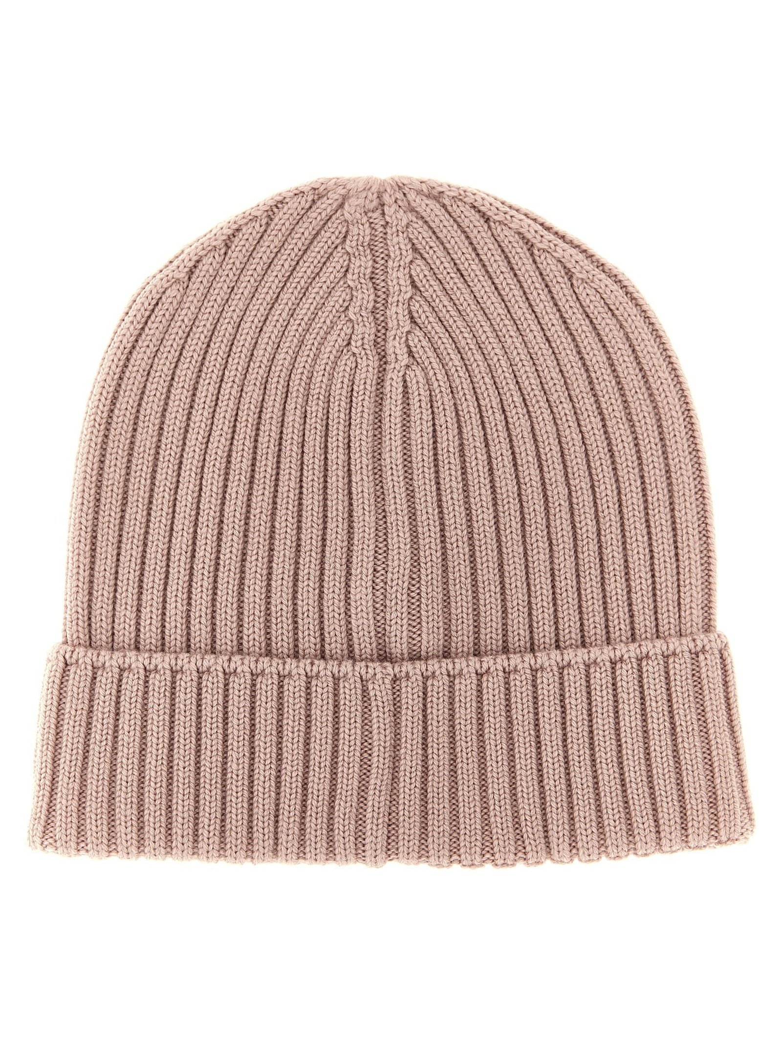 Moncler Enfant Merino Wool Ribbed Beanie — Antique Pink, view 2