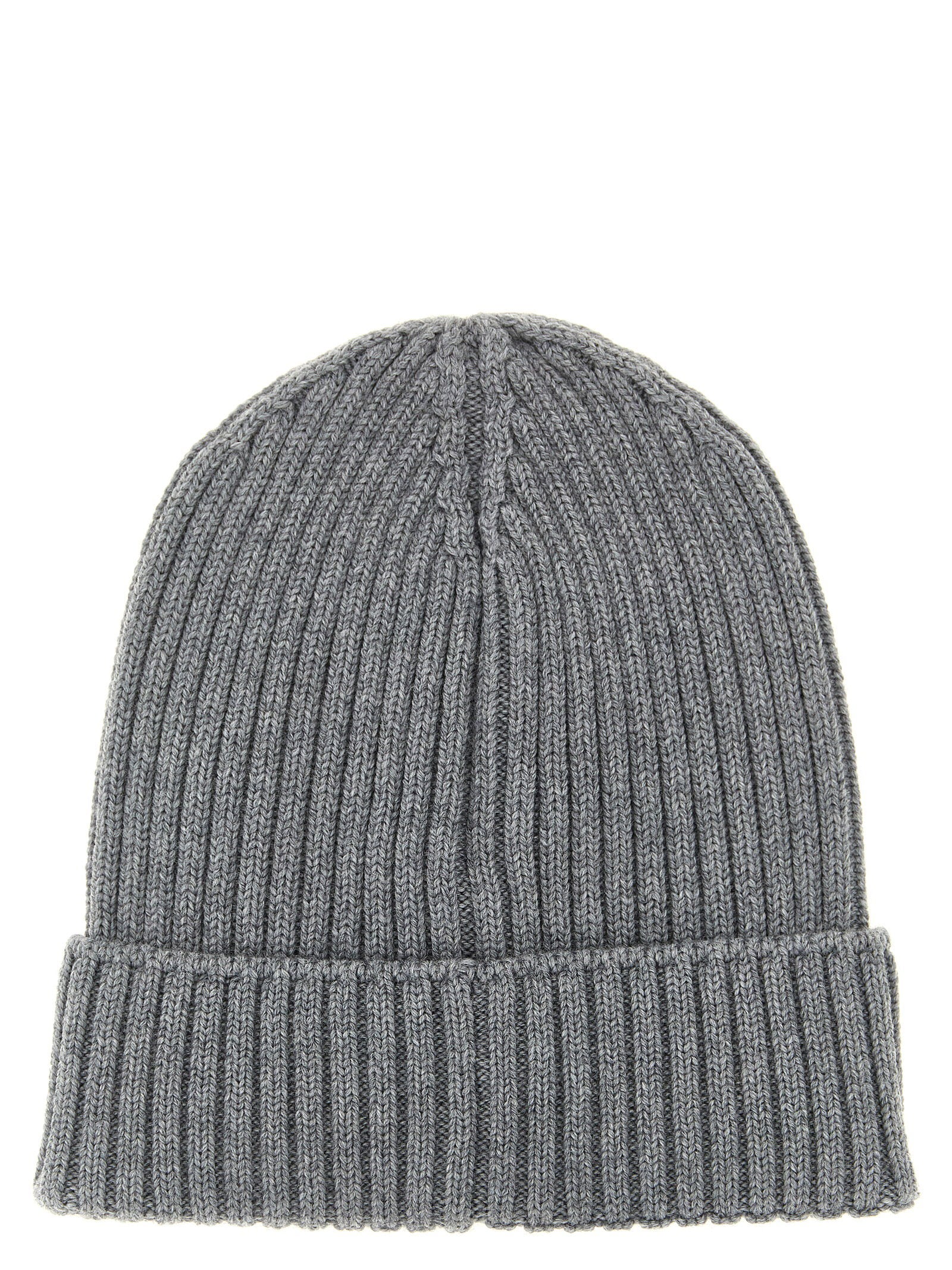 Moncler Enfant Ribbed Merino Wool Beanie — Grey, view 2