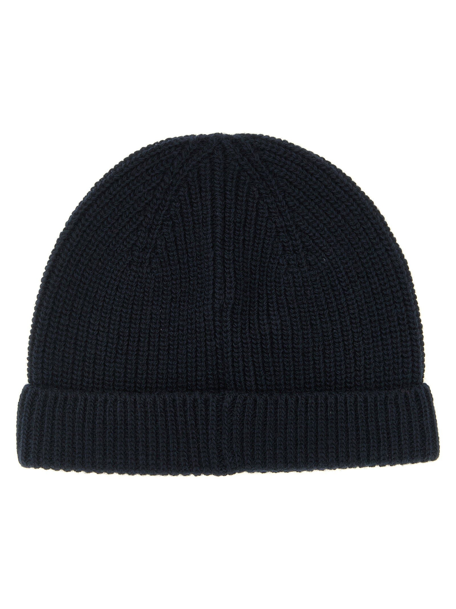 Moncler Enfant Honeycomb-Knit Wool Beanie — Navy, view 2