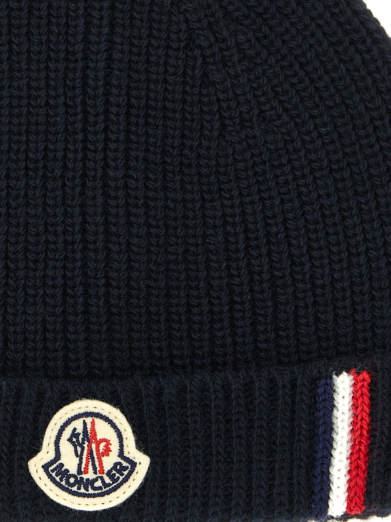 Moncler Enfant Honeycomb-Knit Wool Beanie — Navy, view 3