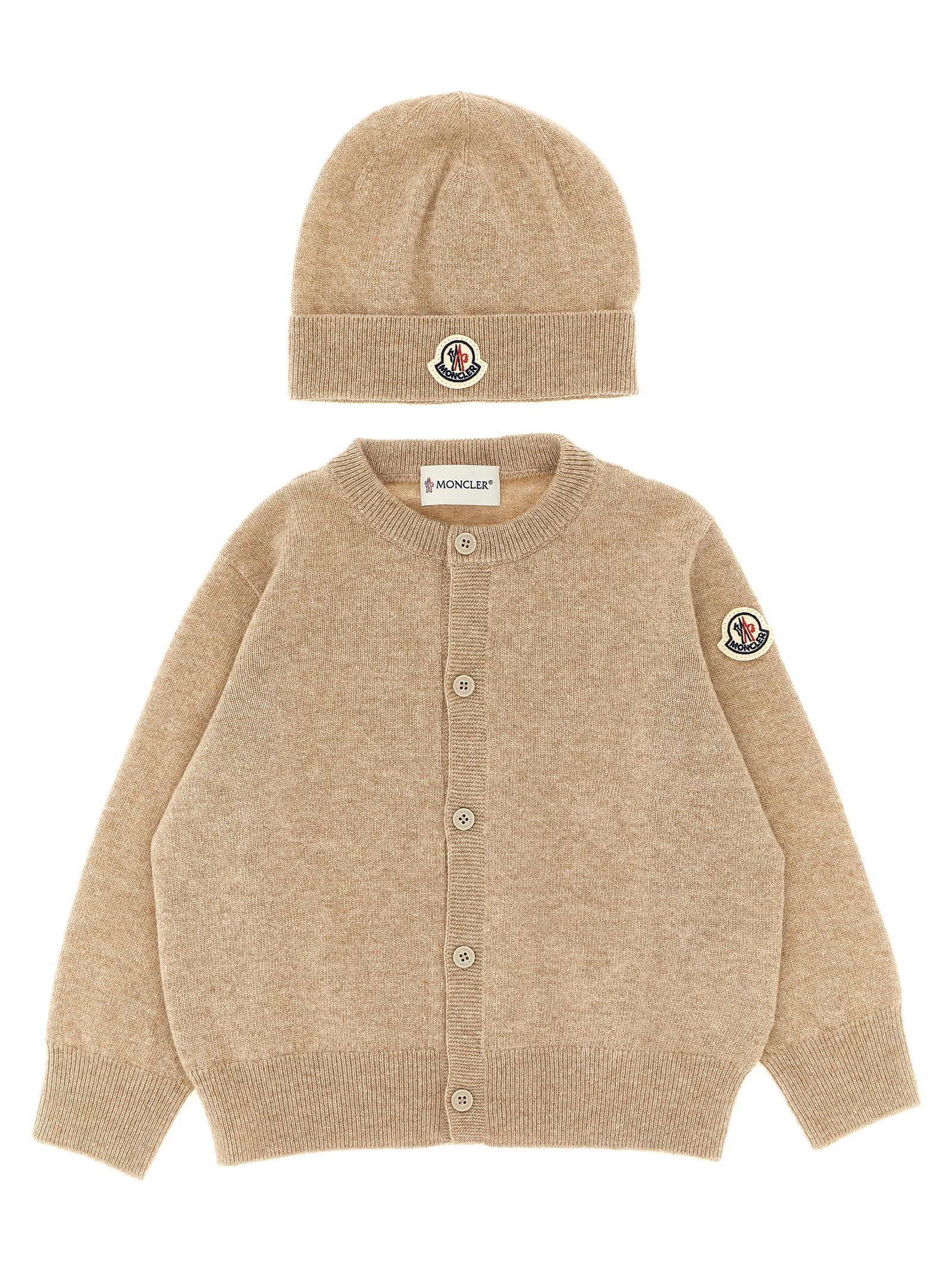Moncler Enfant Virgin Wool and Cashmere Blend Cardigan — Beige by Moncler Enfant