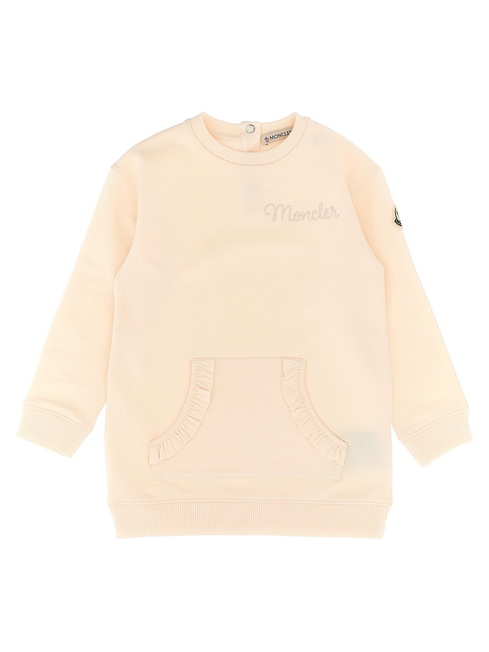 Moncler Enfant Logo-Embroidered Cotton Fleece Dress — Cream by Moncler Enfant