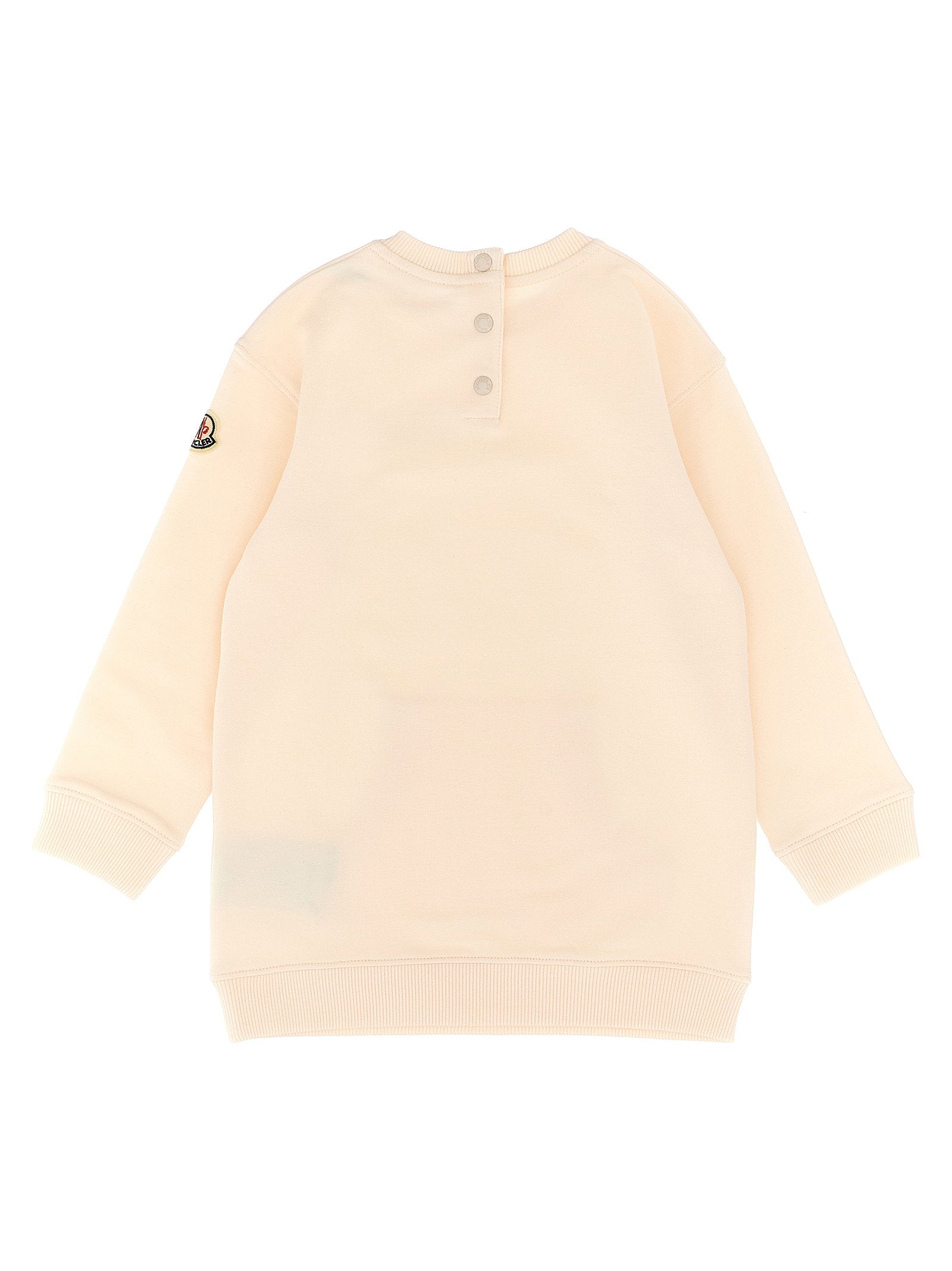Moncler Enfant Logo-Embroidered Cotton Fleece Dress — Cream, view 2
